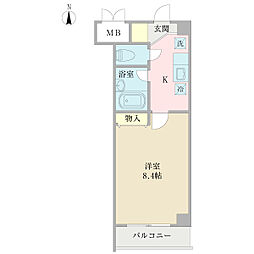 アジュール 1Kの間取図画像
