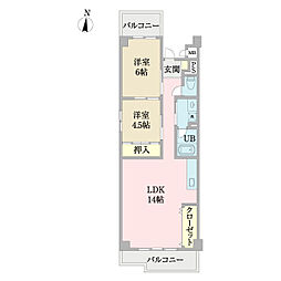 グランディ2中百舌鳥 2LDKの間取図画像