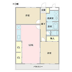 ヴィラ中野 2DKの間取図画像