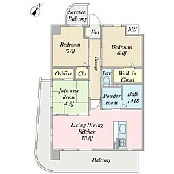 ラフォレなかもず 3LDKの間取図画像