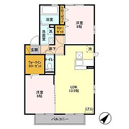 サニーヒルズ東豊田 105 1階2LDKの間取り