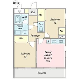 清和マンション 2LDKの間取図画像