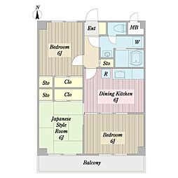 ハイツ七番館 3DKの間取図画像