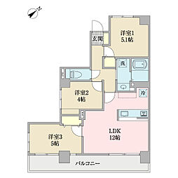 ソレアード・ホームズ立川 3LDKの間取図画像