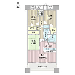 リーザス南千里 3LDKの間取図画像