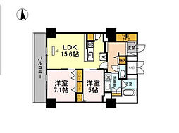 グランセジュール江坂パーカー江坂ビル 2LDKの間取図画像