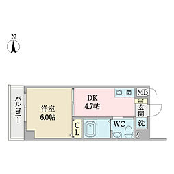 A×Resi庄内駅前 1DKの間取図画像