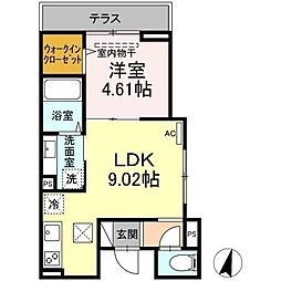 ラリュール豊玉上 101 1階1LDKの間取り