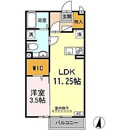 モナリエ春日　I・II 2階1LDKの間取り