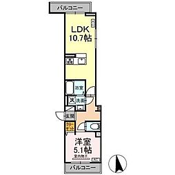 セレスティア豊島N 3階1LDKの間取り