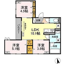 (仮称)板橋区高島平2丁目PJ 2階3LDKの間取り