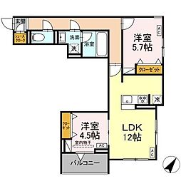 セレスティア東尾久II 2LDKの間取図画像