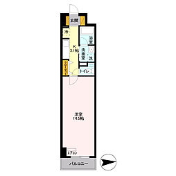 ロイヤルパークスシーサー 1Kの間取図画像
