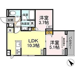 セレスティア徳丸 B棟 2LDKの間取図画像