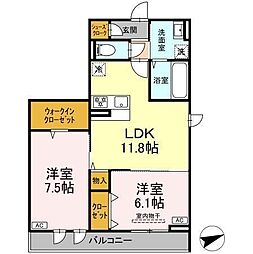 ウィル カノア 2LDKの間取図画像