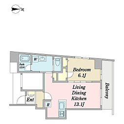 ＪＡＮＵＳ府中 2階1LDKの間取り