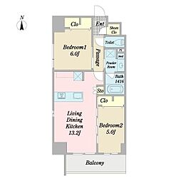 プロシード府中宮西 2LDKの間取図画像