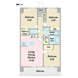 ＮＢ西新井西ウィング 1階3LDKの間取り
