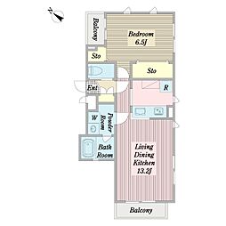 メゾンシトラス 1LDKの間取図画像
