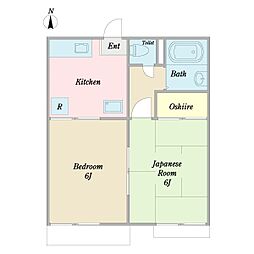 パルコートB 2Kの間取図画像