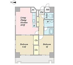 プラセール竹の塚 2LDKの間取図画像