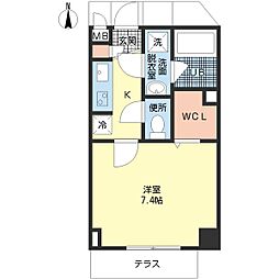 エクセレント 1Kの間取図画像