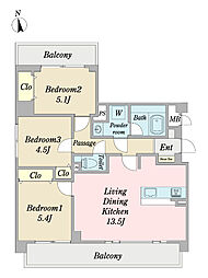 エンゼルハイム西新井大師 3LDKの間取図画像