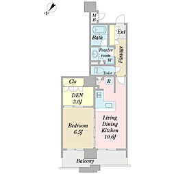 ルネライラタワー船橋 1LDKの間取図画像