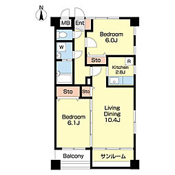 フェルティア 2LDKの間取図画像