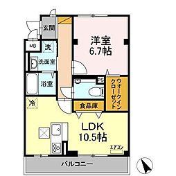 ロイヤルパレス市川 1LDKの間取図画像