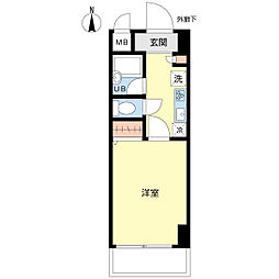 KSTURM船橋 1Kの間取図画像