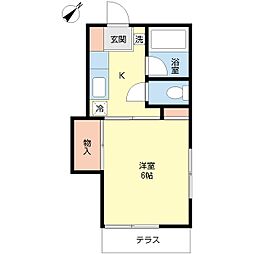 ハイツベルツリー 1Kの間取図画像