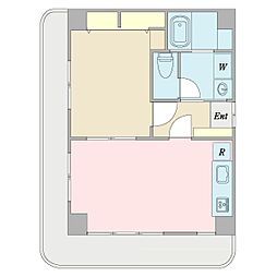 カーサー湊町 1LDKの間取図画像