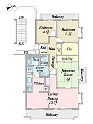 コスモ東中山 3LDKの間取図画像
