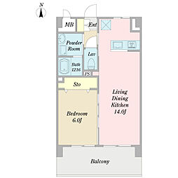 ピアルーチェ 1LDKの間取図画像