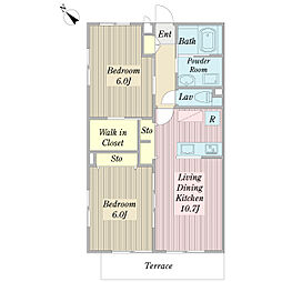 サンヴェール 2LDKの間取図画像
