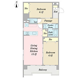 ピアルーチェ 2LDKの間取図画像