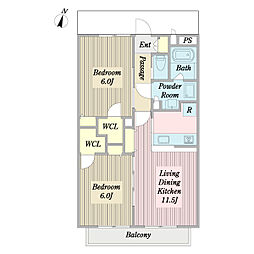 VillaMontagne 2LDKの間取図画像