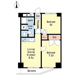 サニーハイム門前仲町 2LDKの間取図画像