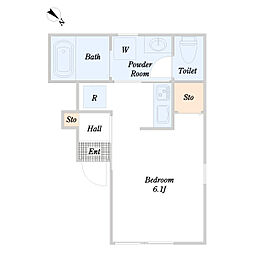 江東区枝川1丁目 共同住宅 ワンルームの間取図画像