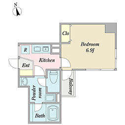T.c門前仲町 1Kの間取図画像