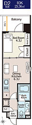 ムニレジデンス木場 1DKの間取図画像