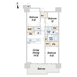 プラウド南砂町 3LDKの間取図画像
