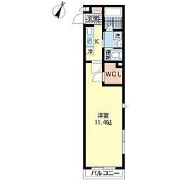 リヨン 3階1Kの間取り