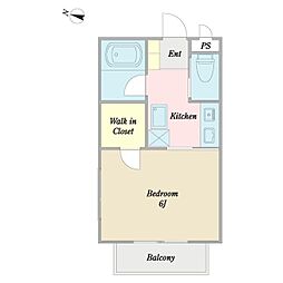 ブライトンハイムII 1階1Kの間取り