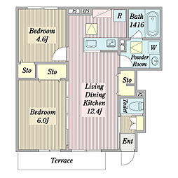 柏 2LDKの間取図画像