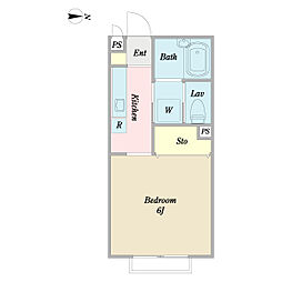 ハーヴェスト3 1Kの間取図画像