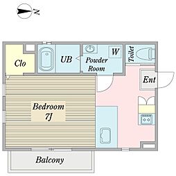 H.T.APARTMENT 1Kの間取図画像