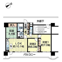 チサンロイヤルステージ柏 2SLDKの間取図画像