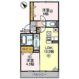 アンクレージュA 2LDKの間取図画像